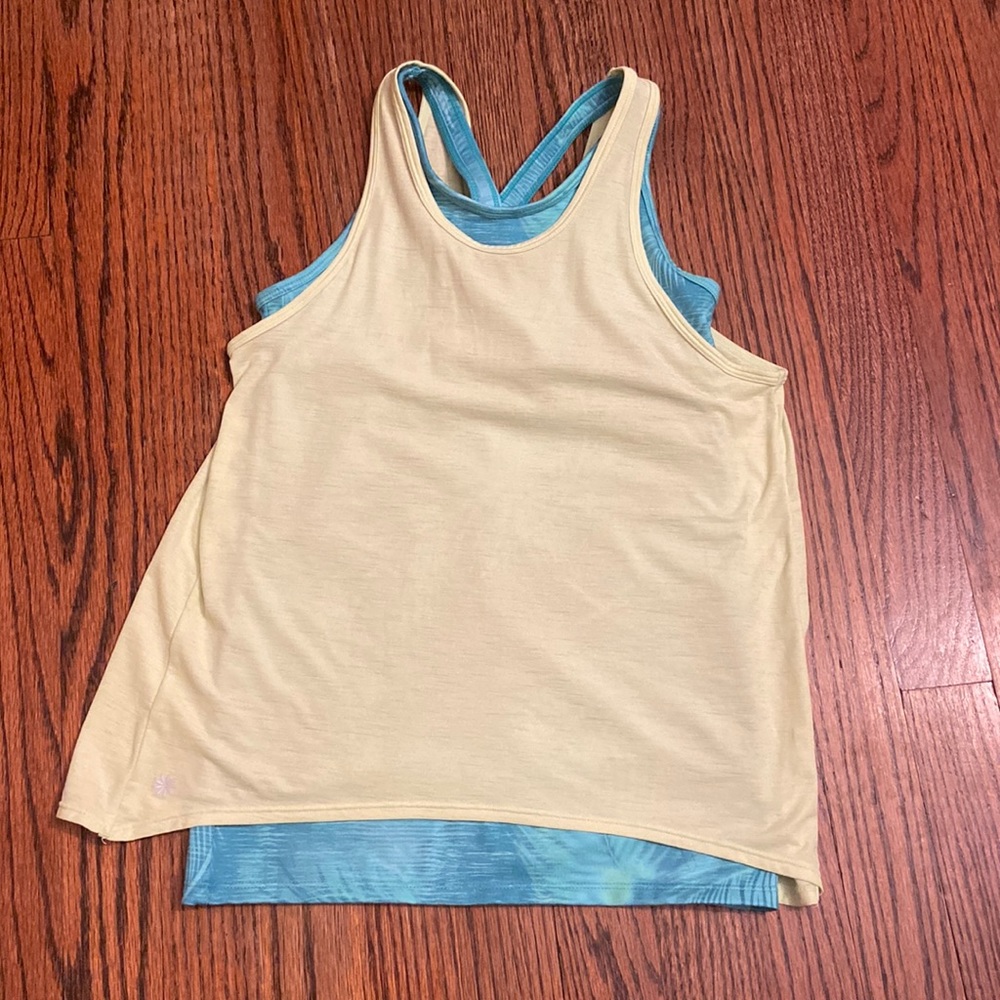 athleta Girl double shirt open back